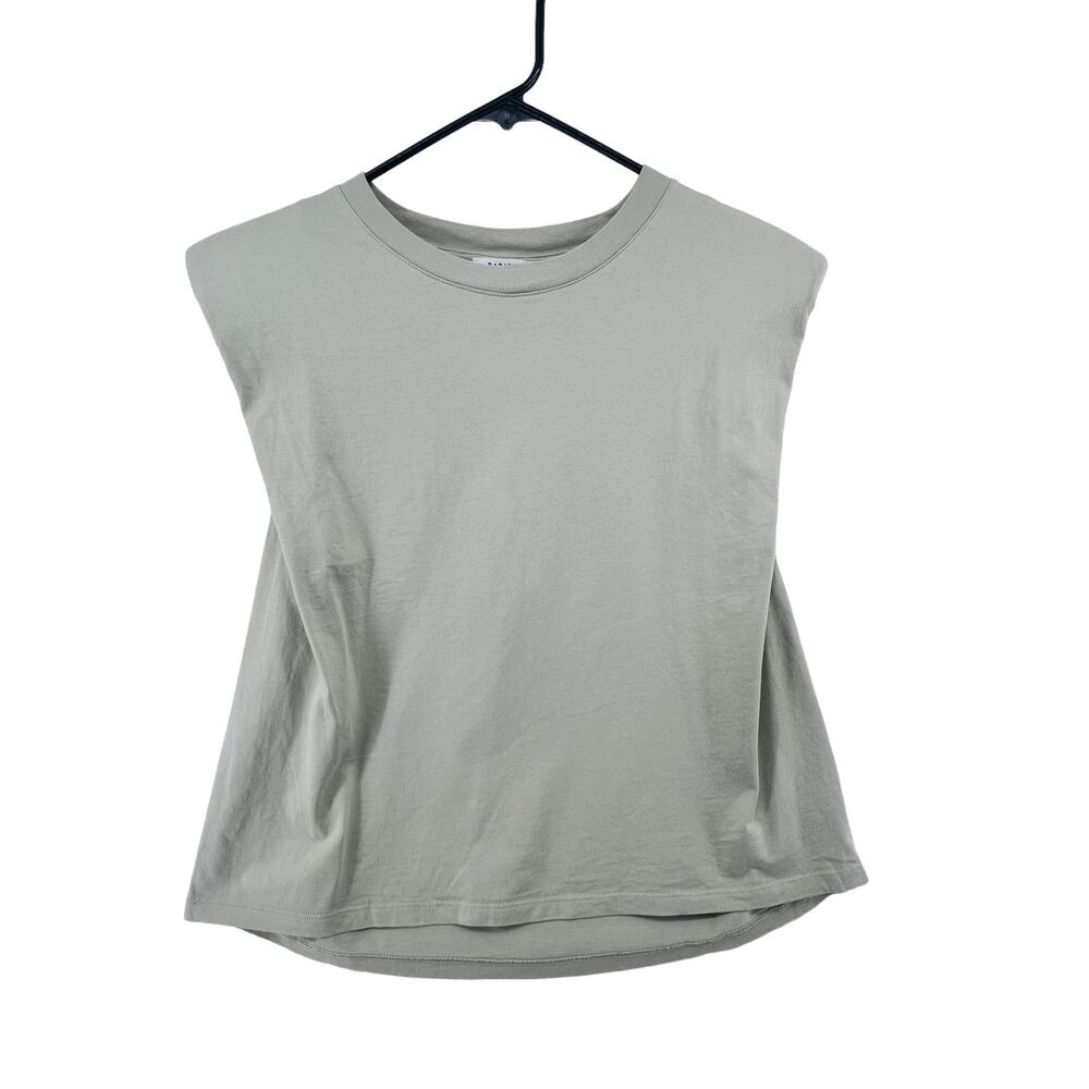Babaton Aritzia Size Small Shoulder Pad Tank Crew Tee Shirt Light Green Cotton